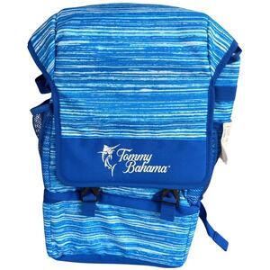 Tommy Bahama Backpack Cooler Adjustable, Padded Elastic Strap Blue and White